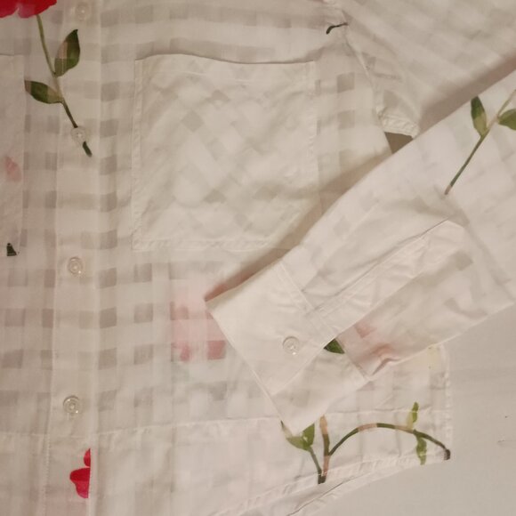 Rails Women’s Kelsey Floral Powder Check Blouse with Front Tie Size S Small - Picture 7 of 16